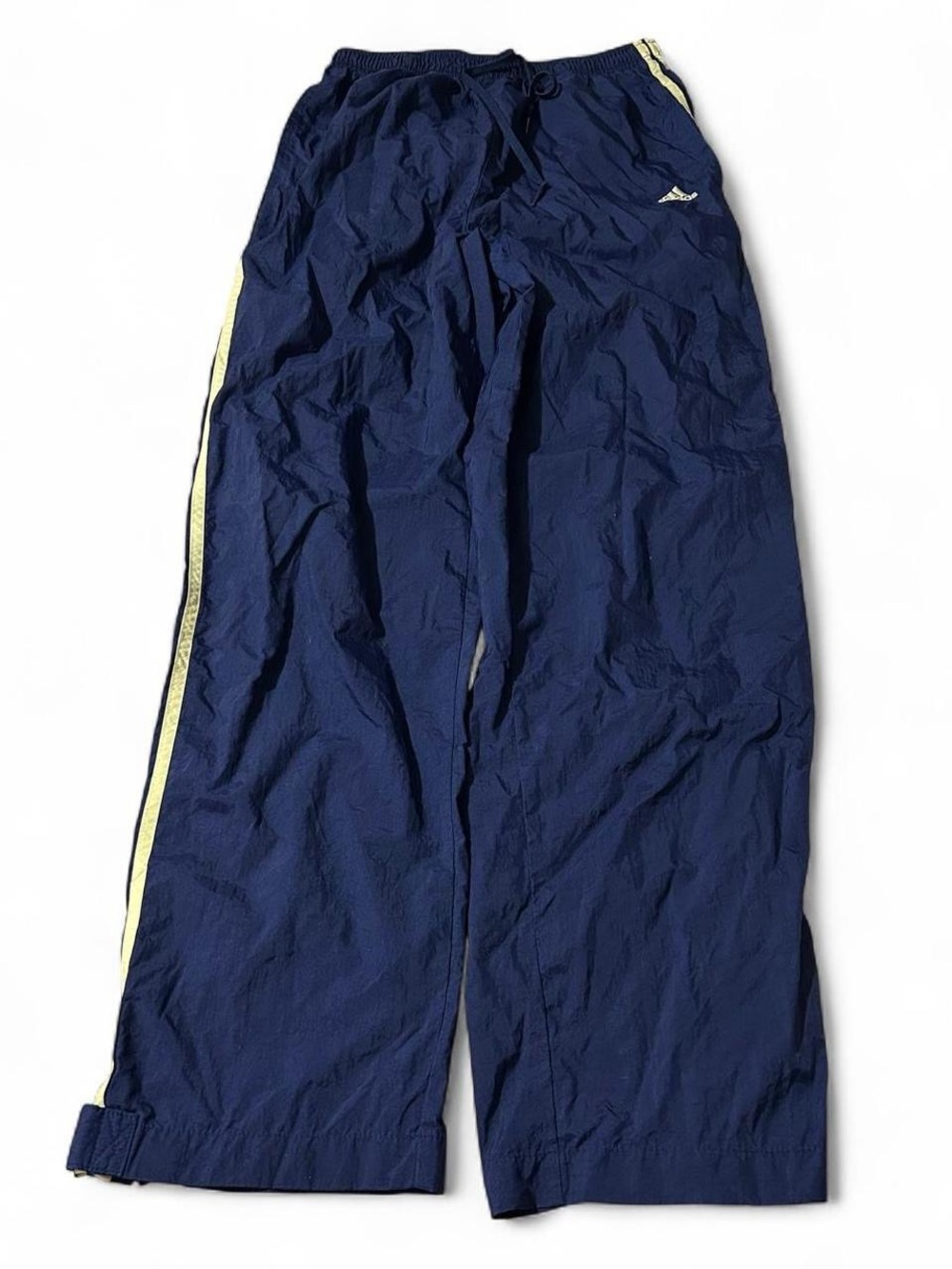 Vintage Y2K Adidas Baggy Track Pants Navy Yellow Size Medium